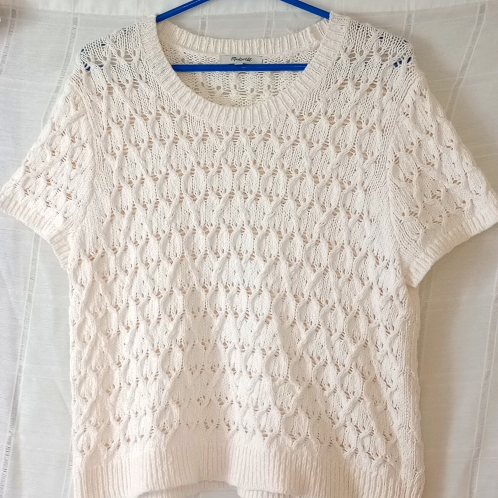 Madewell Cotton Knit Cropped Sweater, Sz 8, NWOT